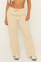 Beige Elasticated Waistband Wide Leg Joggers - Lakara