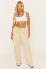 Beige Elasticated Waistband Wide Leg Joggers - Lakara