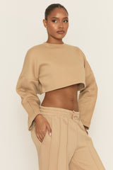 Beige Binding Detail Loungewear Co-ord Set - Ceri