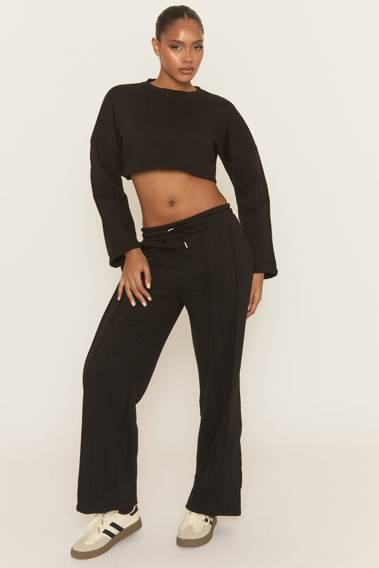 Black Binding Detail Loungewear Co-ord Set - Ceri