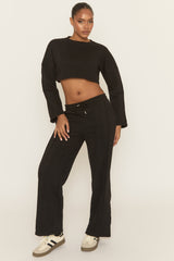 Black Binding Detail Loungewear Co-ord Set - Ceri