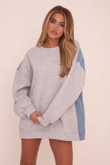 Grey Oversized Sweatshirt Dress - Claudia
