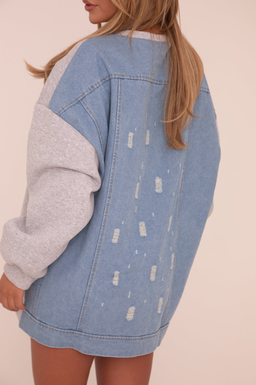 Grey Oversized Sweatshirt Dress - Claudia