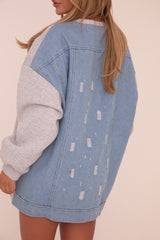 Grey Oversized Sweatshirt Dress - Claudia