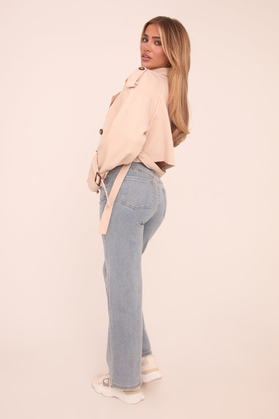 Light Blue Stretch Straight Leg Jeans - Hayle