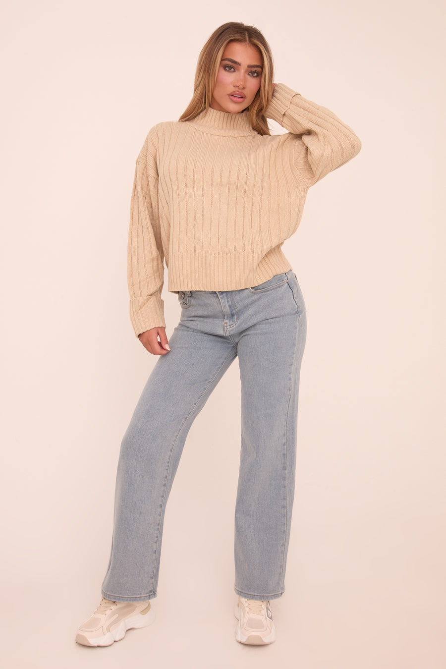 Stone Knit High Neck Jumper - Jaelynn
