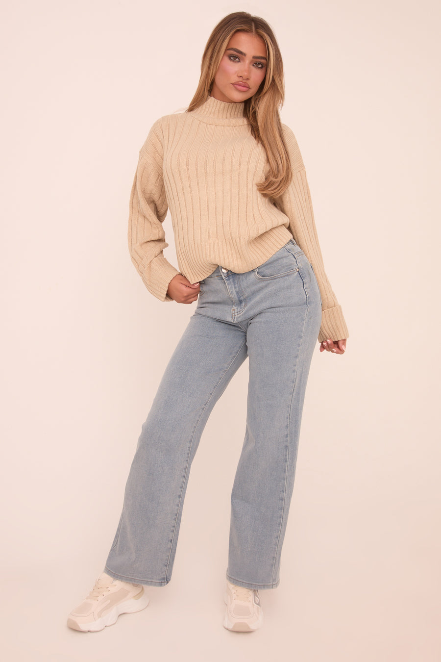 Stone Knit High Neck Jumper - Jaelynn