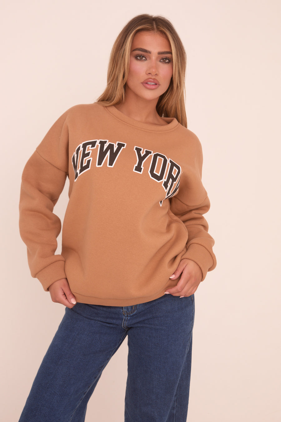Camel New York Print Sweatshirt - Eternity