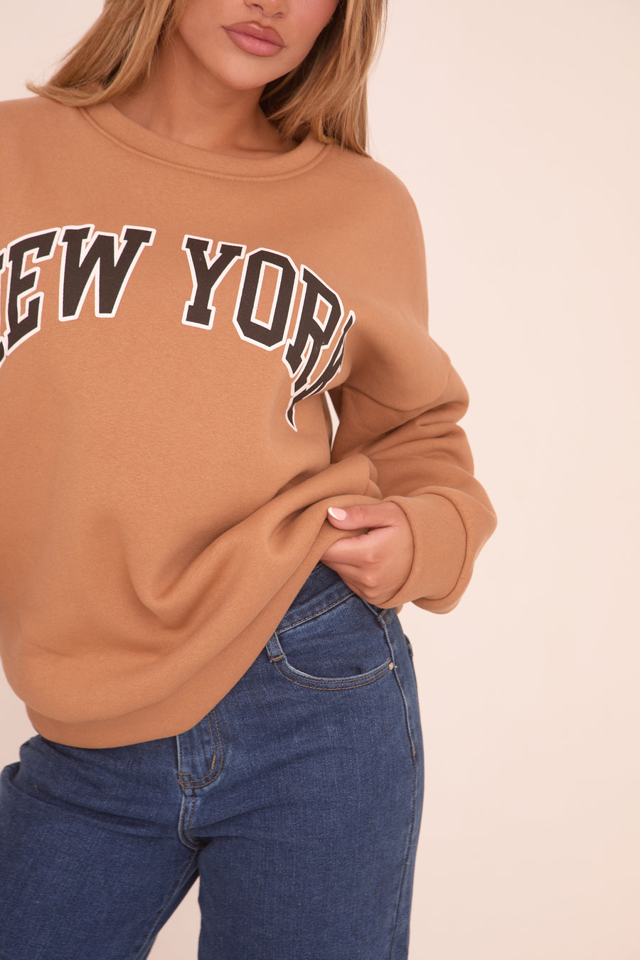 Camel New York Print Sweatshirt - Eternity