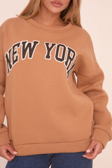 Camel New York Print Sweatshirt - Eternity