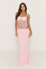 Pink Lace Insert Maxi Dress - Aubin
