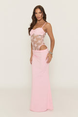 Pink Lace Insert Maxi Dress - Aubin