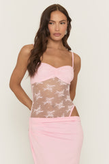 Pink Lace Insert Maxi Dress - Aubin