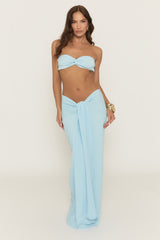 Blue Bandeau Crop Top and Maxi Skirt Co-Ord Set - Laylee