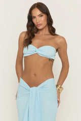 Blue Bandeau Crop Top and Maxi Skirt Co-Ord Set - Laylee