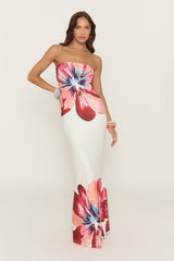 White Floral Bandeau Maxi Dress - Tenita