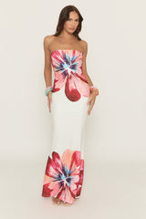 White Floral Bandeau Maxi Dress - Tenita
