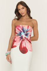 White Floral Bandeau Maxi Dress - Tenita