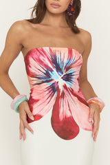 White Floral Bandeau Maxi Dress - Tenita