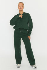 Forest Green Zip Front Bomber And Joggers Loungewear Co-ord Set - Sasha