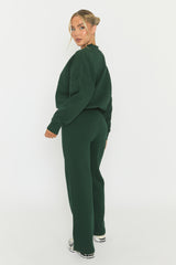 Forest Green Zip Front Bomber And Joggers Loungewear Co-ord Set - Sasha