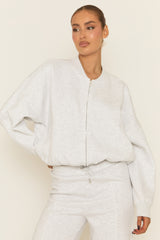 Bleach Grey Zip Front Bomber And Joggers Loungewear Co-ord Set - Sasha
