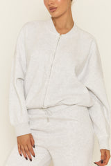 Bleach Grey Zip Front Bomber And Joggers Loungewear Co-ord Set - Sasha