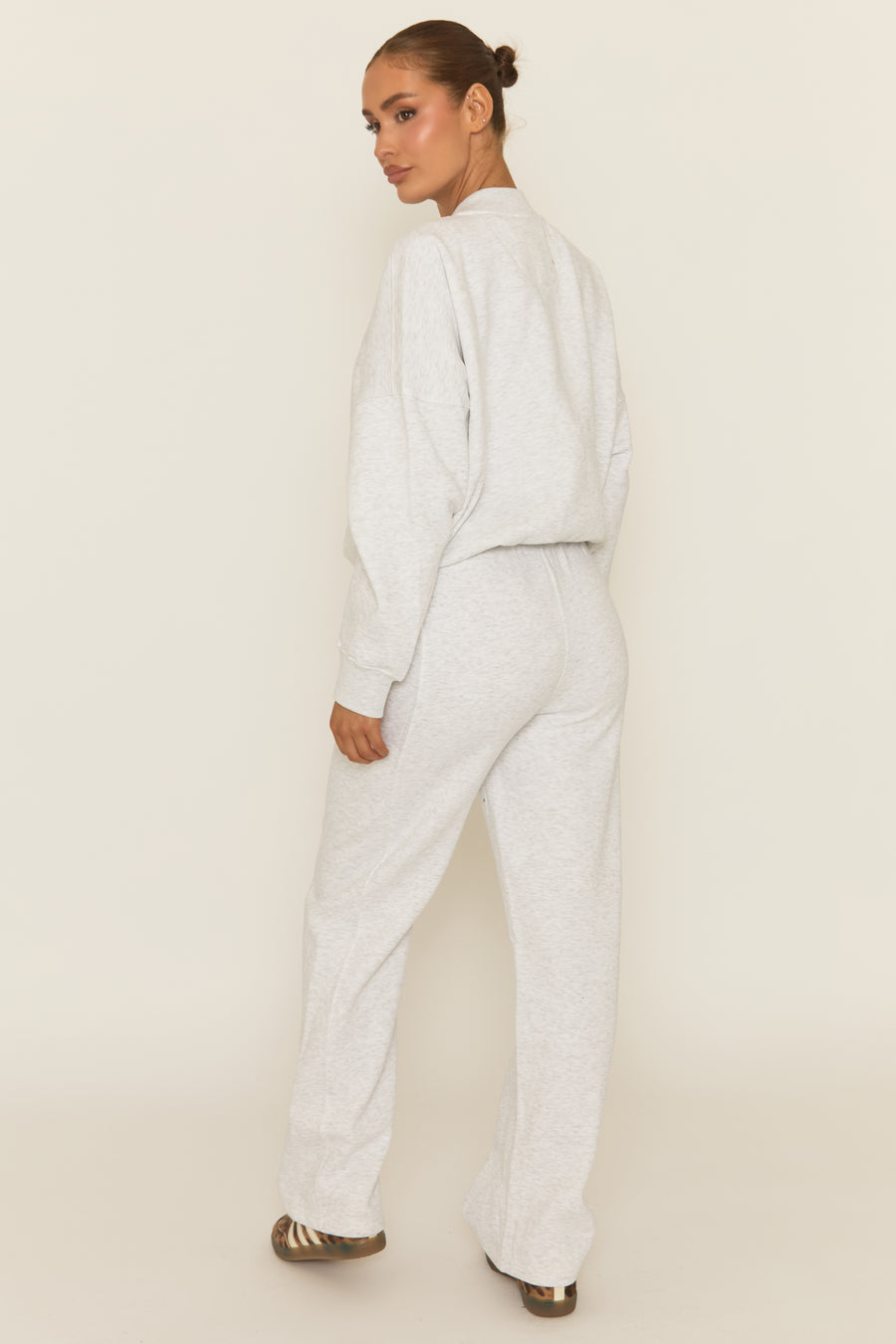 Bleach Grey Zip Front Bomber And Joggers Loungewear Co-ord Set - Sasha