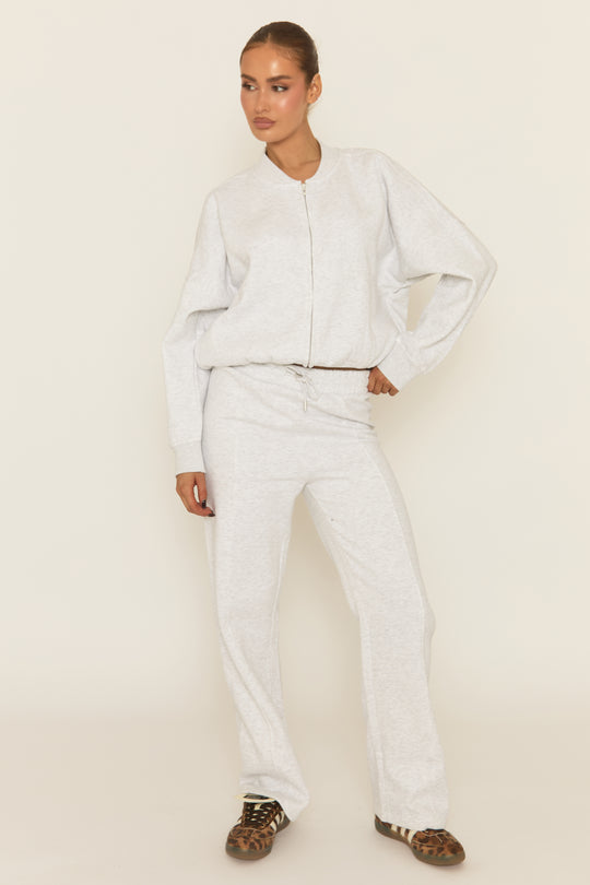 Bleach Grey Zip Front Bomber And Joggers Loungewear Co-ord Set - Sasha