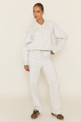 Bleach Grey Zip Front Bomber And Joggers Loungewear Co-ord Set - Sasha