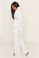 Bleach Grey Oversized Quarter Zip Sweater and Joggers Loungewear Co-ord Set - Kristie