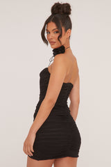 Black Bandeau Ruching Detail Mini Dress - Lupita