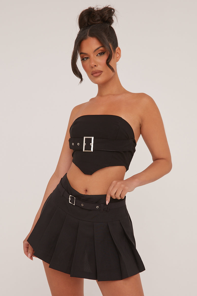 Black Pleated Belt Detail Micro Mini Skirt - Violet – Rebellious Fashion