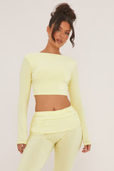 Yellow Round Neck Cropped Top & Wide Leg Trousers Co-ord Set - Zoe