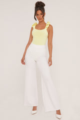 Yellow Frill Straps Square Neck Bodysuit - Olivia