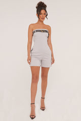 Grey Bandeau Belt Detail Playsuit - Dolly