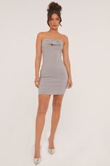 Grey Bandeau Belt Detail Bodycon Mini Dress - Anaya