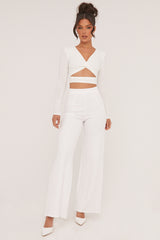White Twist Detail Cut Out Front Cropped Top - Ava