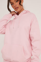 Pink Oversized Hoodie & Shorts Loungewear Co-ord Set - Niva