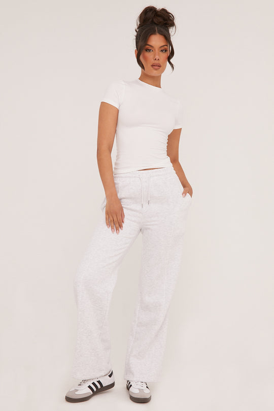 Light Grey Seam Detail Straight Leg Lounge Trousers - Adora