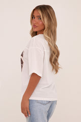 White Oversized Varsity Football Jersey T-shirt - Beatrix