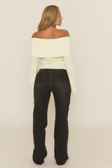 Cream Bardot Knit Jumper - Aleeza