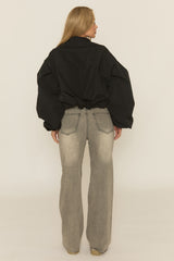 Black Double Breasted Cropped Trench Coat - Kienna