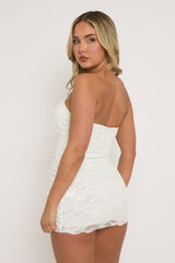 White Lace Bandeau Mini Dress - Louisa