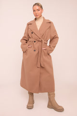 Camel Oversized Double Breasted Wool Look Coat - Eloise