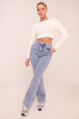 Light Blue Stretch Kick Flare Jeans - Aspen