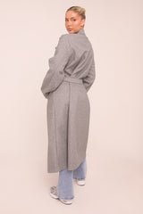 Grey Oversized Double Breasted Wool Look Coat - Eloise