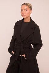 Black Oversized Double Breasted Wool Look Coat - Eloise