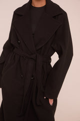 Black Oversized Double Breasted Wool Look Coat - Eloise