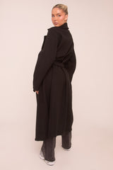 Black Oversized Double Breasted Wool Look Coat - Eloise